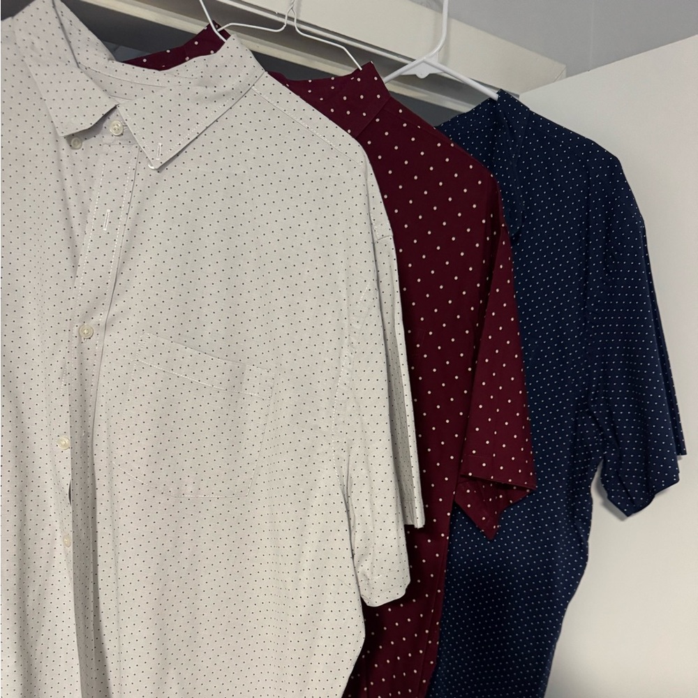 Old Navy Men's Polka Dot Shirt Trio - White, Burgundy, Navy